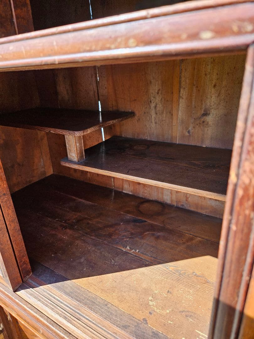 日本のアンティーク 美しい杢目の茶箪笥 無垢材 欅 茶棚 和家具 木製 古民家