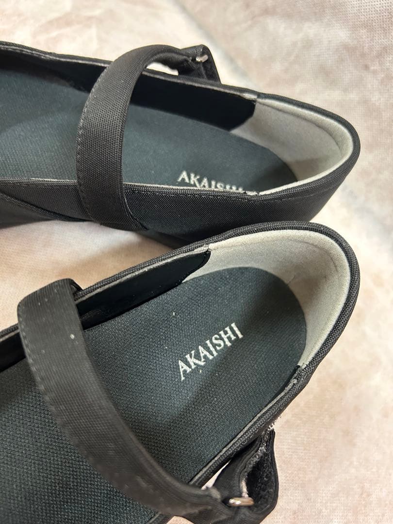 AKAIISHI ブラック160膝楽パンプスオールウェザー　25.0