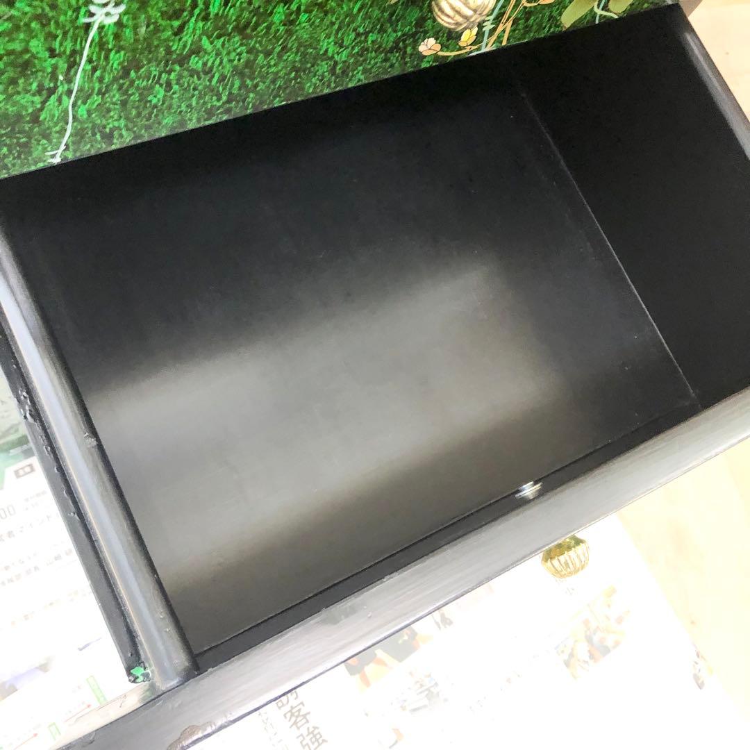 中国美術 シノワズリ様式 花模様 キャビネット 8段チェスト 李朝 緑