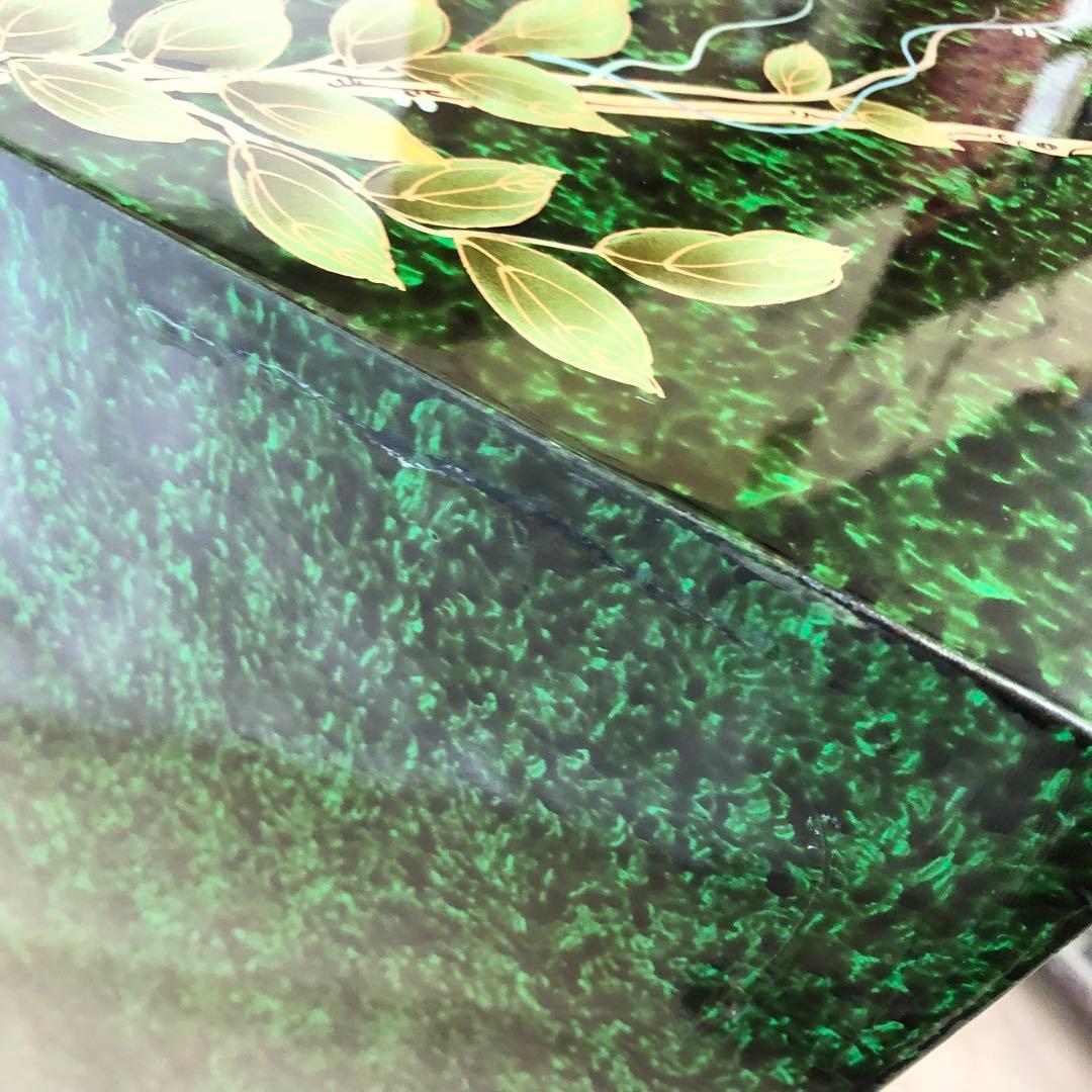 中国美術 シノワズリ様式 花模様 キャビネット 8段チェスト 李朝 緑