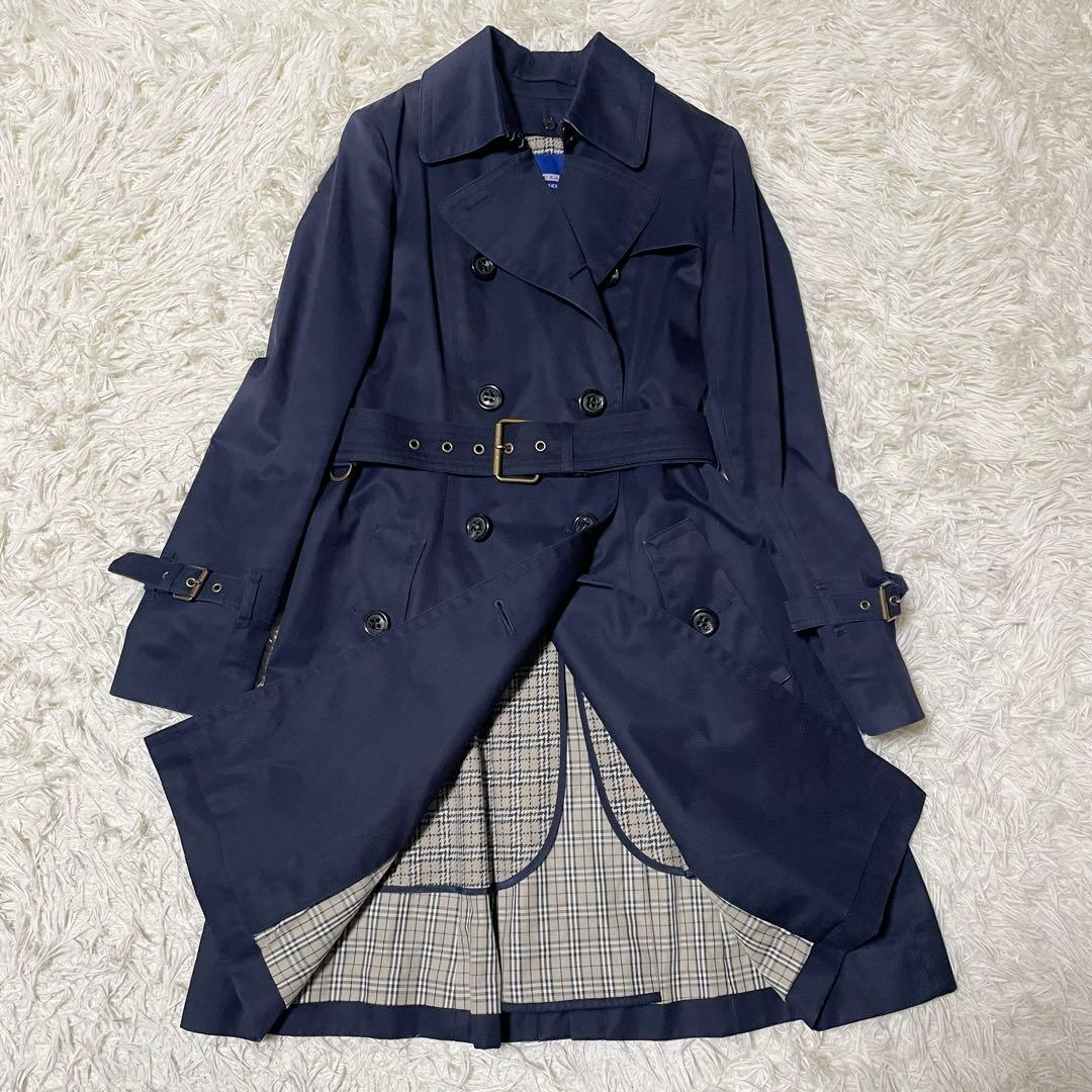 バーバリーブルーレーベル クレストブリッジ トレンチコート 36 ノバチェック