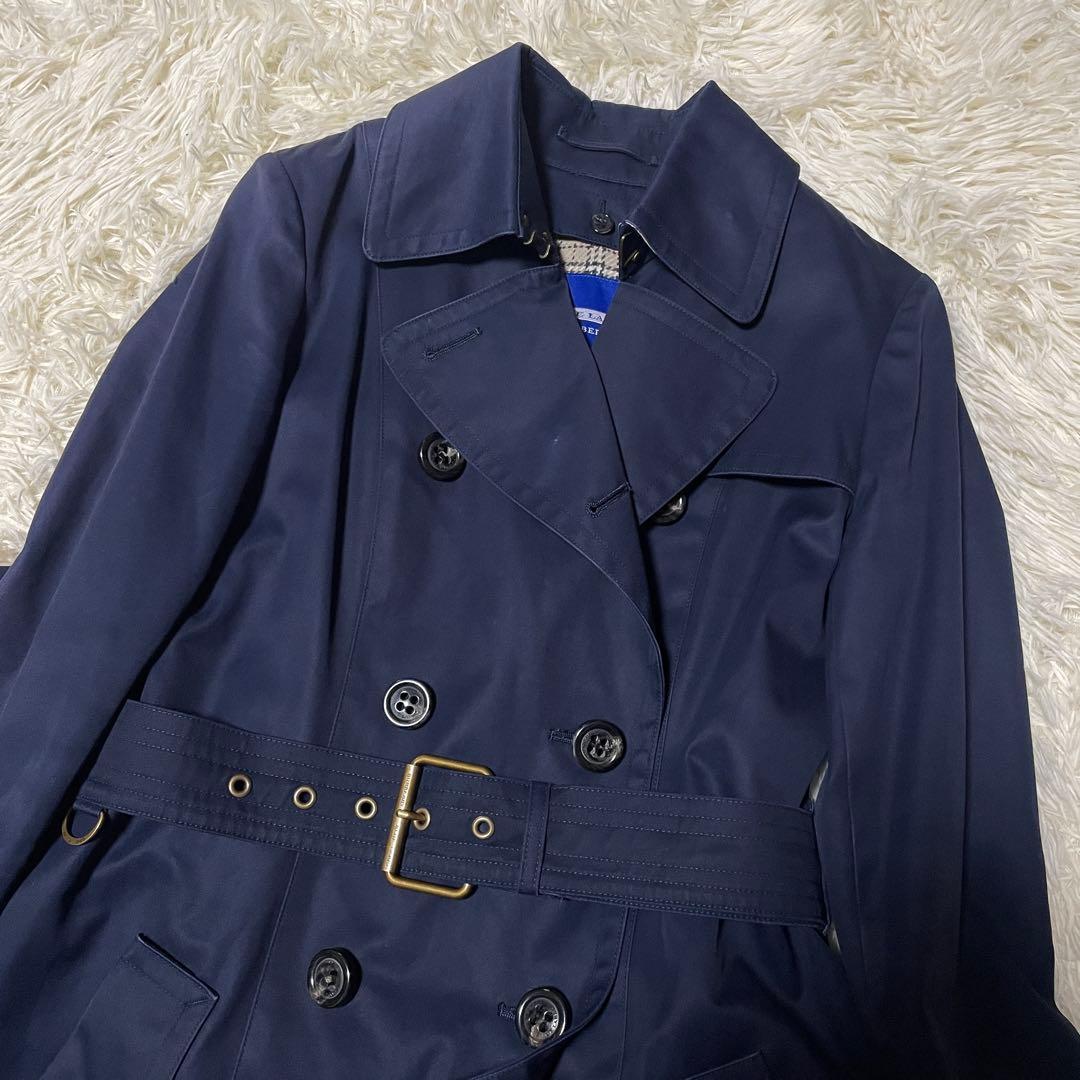 バーバリーブルーレーベル クレストブリッジ トレンチコート 36 ノバチェック