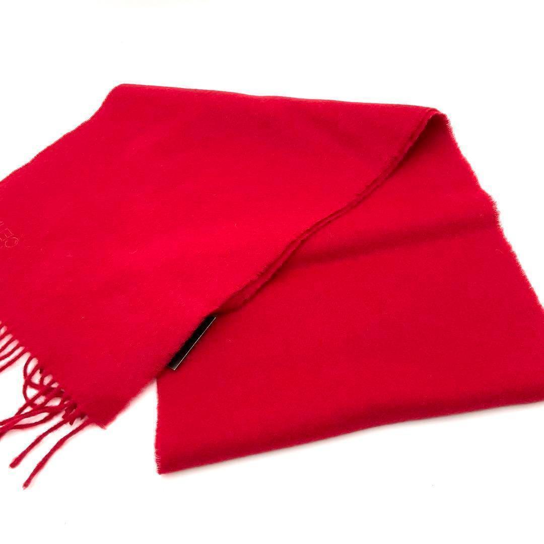 【未使用】 セリーヌ CELINE マフラー ラムウール 赤