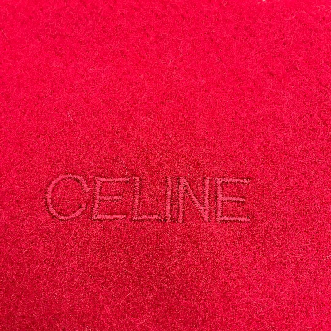 【未使用】 セリーヌ CELINE マフラー ラムウール 赤
