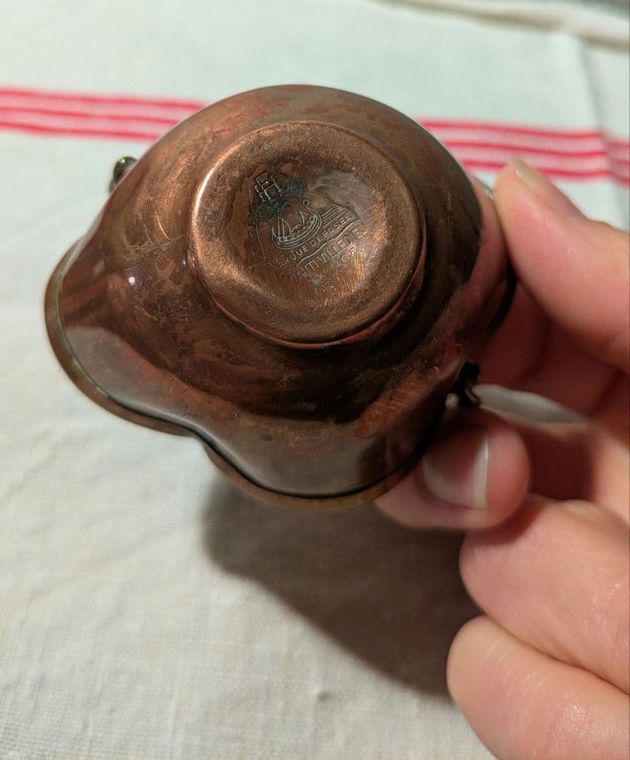 フランスアンティーク　ディネット 銅製ままごと ミニチュアキッチン道具 4個