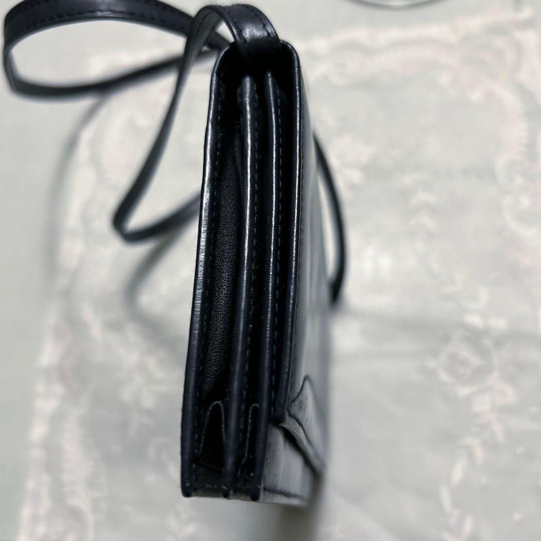 希少 LOEWE ポシェット型レザー長財布 ネイビー