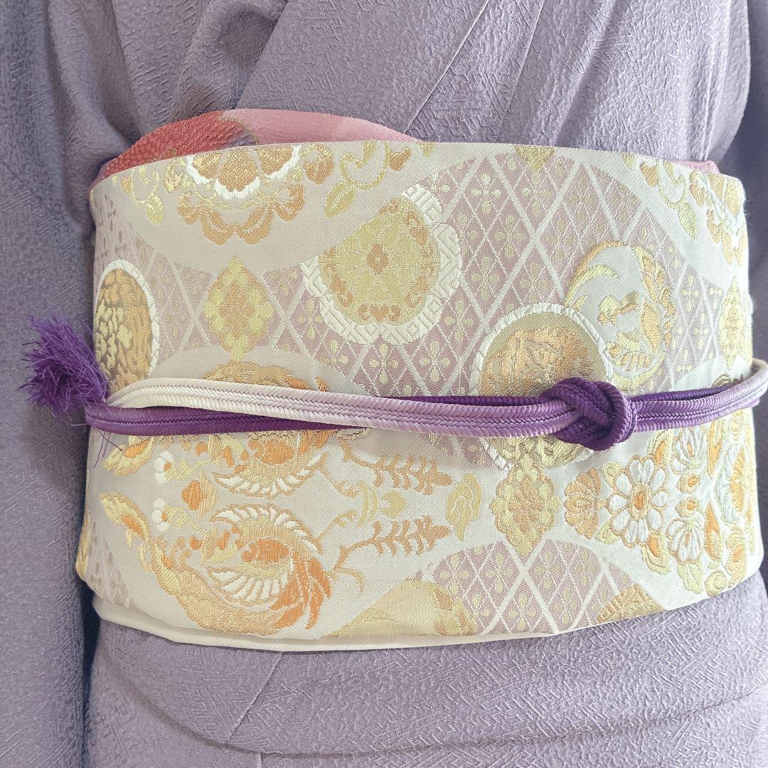 色無地　フルセット　着物　正絹　トールサイズ　紫　卒業式　入学式　一つ紋　G6