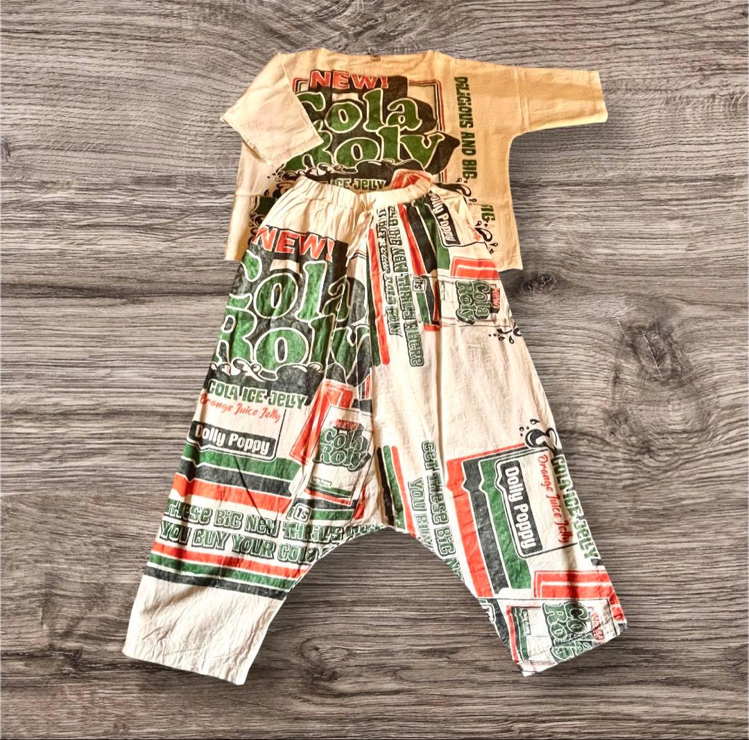 男女兼用フリーサイズ　フィードサック風サルエルパンツ セットアップ