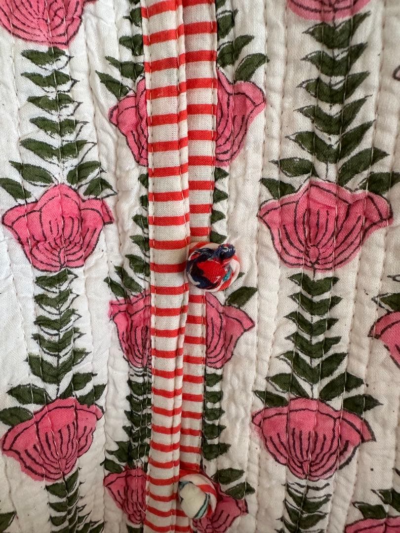 インド綿　キルトジャケット　ブロックプリント　キルティングジャケット