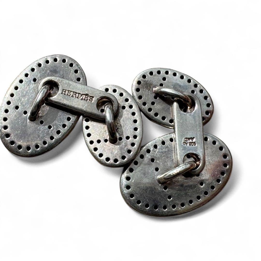 美品　エルメス　カフス　カフリンクス　エヴリン　エクリプス　Hロゴ　シルバー