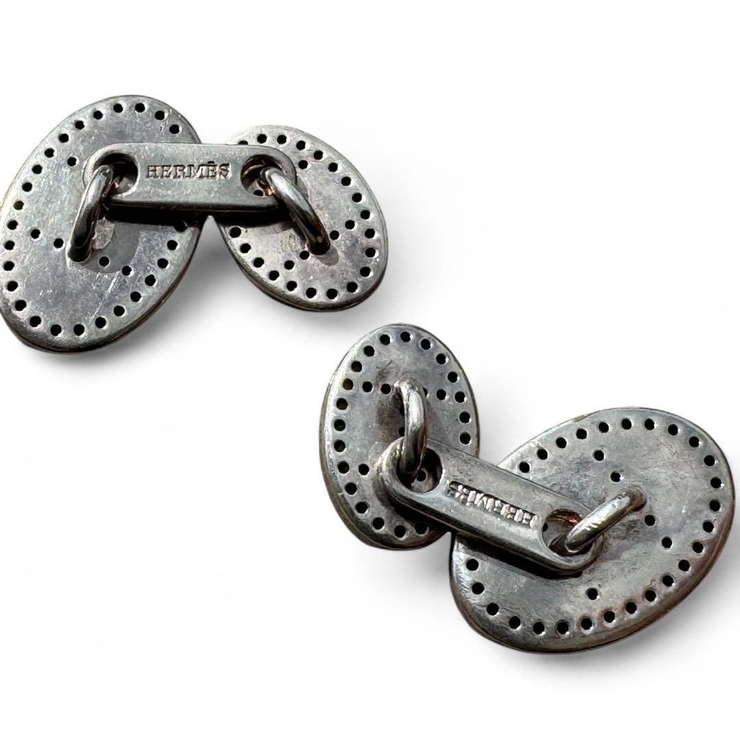 美品　エルメス　カフス　カフリンクス　エヴリン　エクリプス　Hロゴ　シルバー