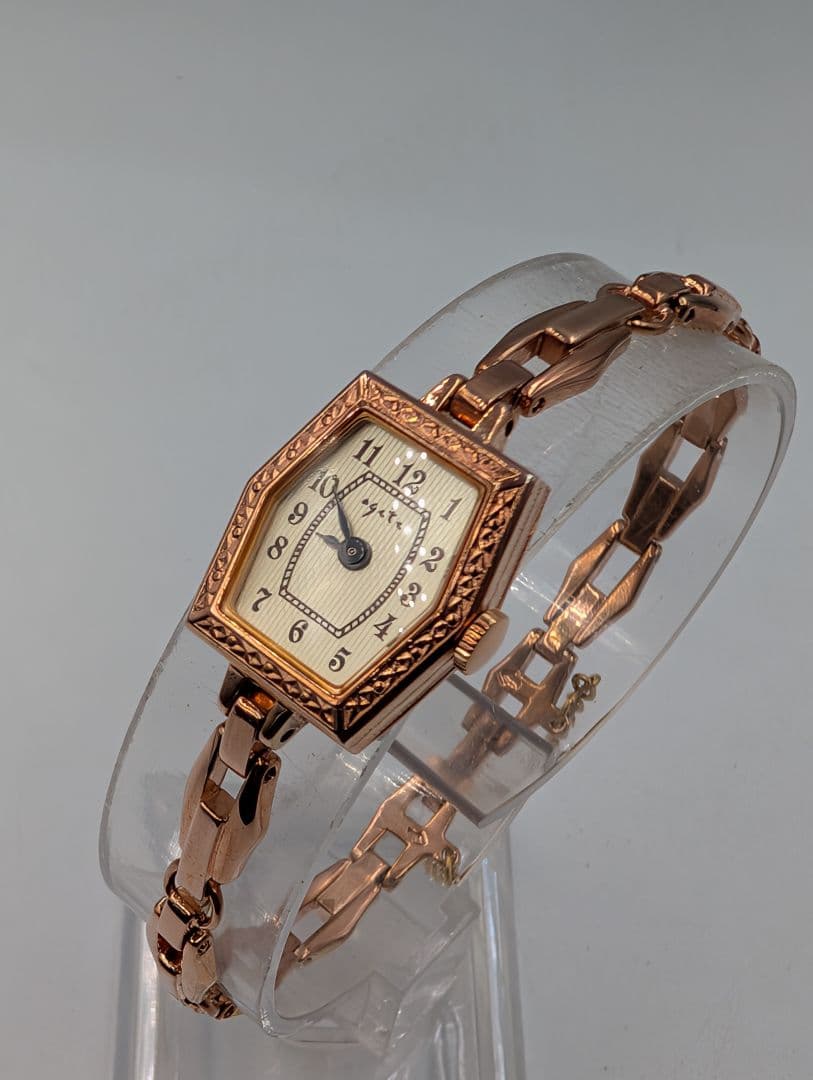 アガット レディース腕時計☆ゴールド2針☆ブレスレットタイプ☆電池交換済み