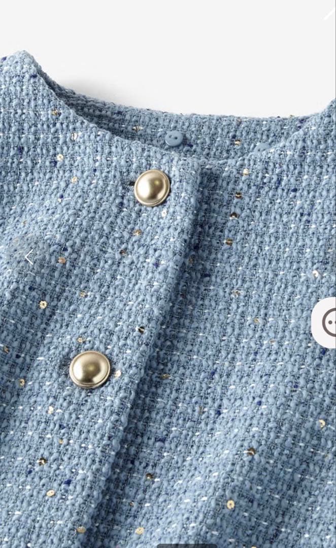 ツイーディジャカード・異素材コンビジャケット(ブルー) 13号