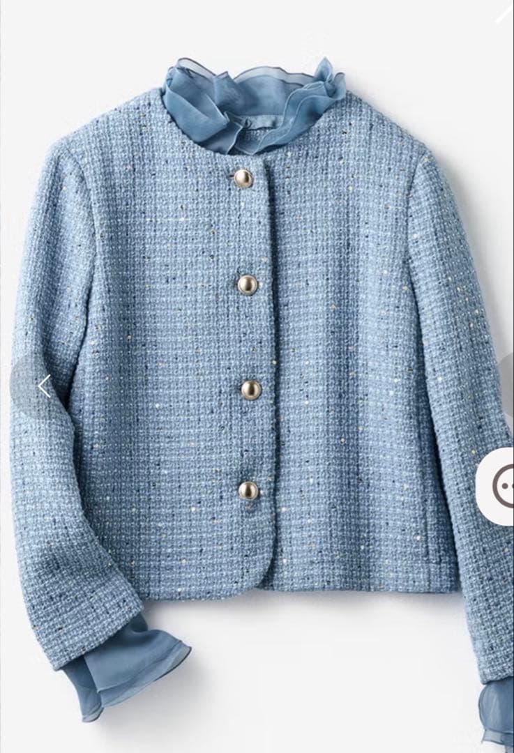 ツイーディジャカード・異素材コンビジャケット(ブルー) 13号