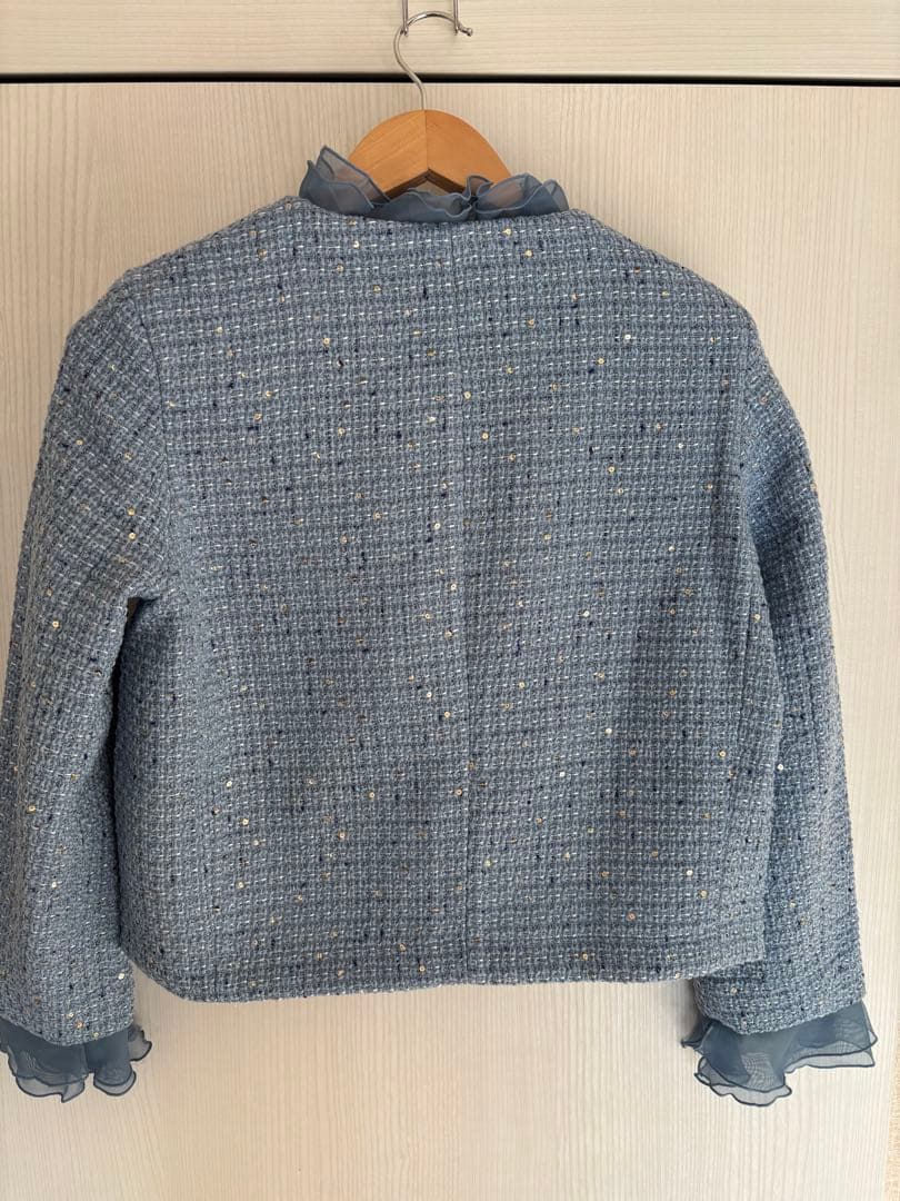 ツイーディジャカード・異素材コンビジャケット(ブルー) 13号