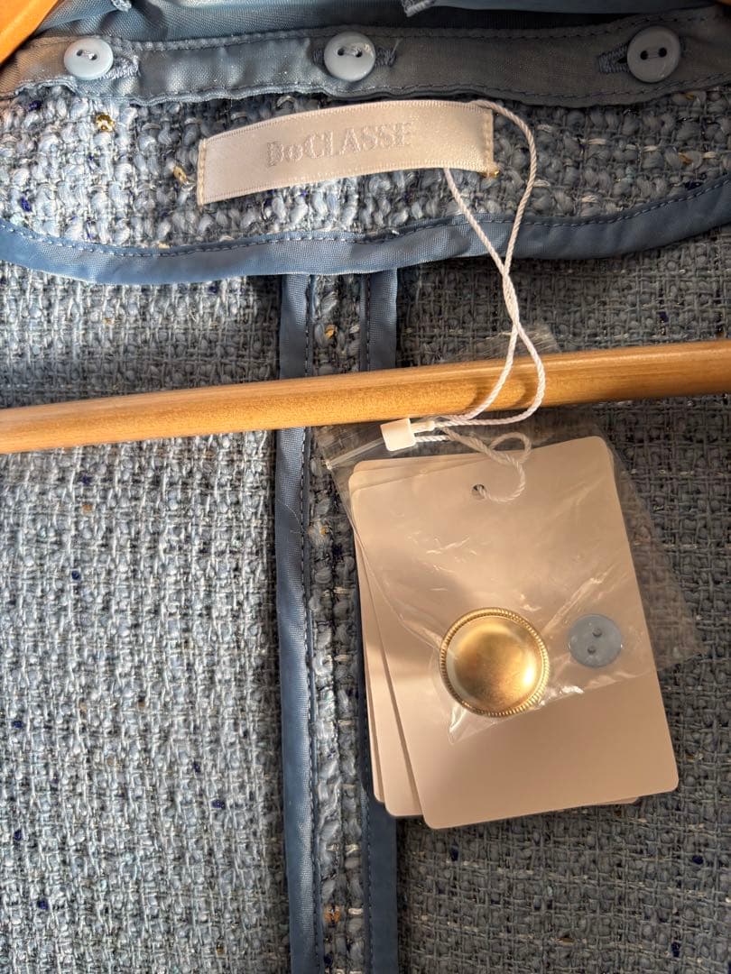 ツイーディジャカード・異素材コンビジャケット(ブルー) 13号