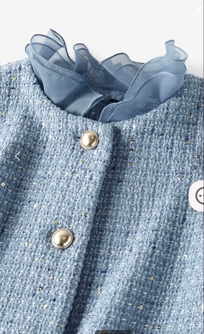 ツイーディジャカード・異素材コンビジャケット(ブルー) 13号