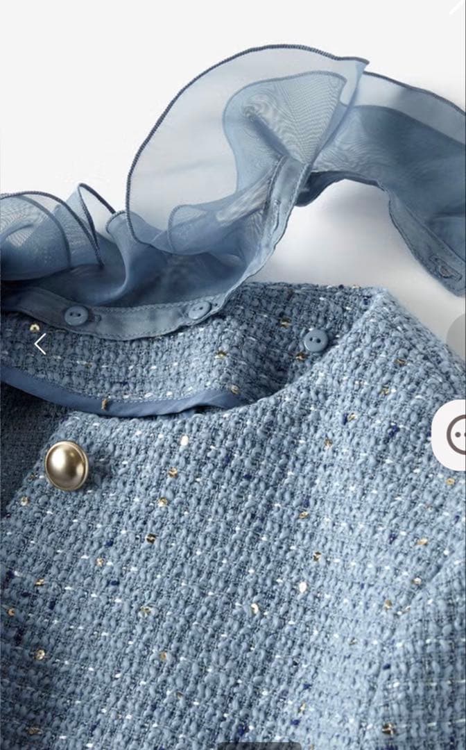 ツイーディジャカード・異素材コンビジャケット(ブルー) 13号