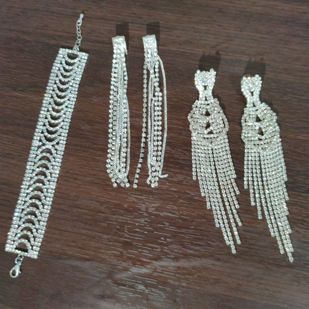 コンテストビキニ　4点セットピアス2種とブレスレット 　パッションピンク