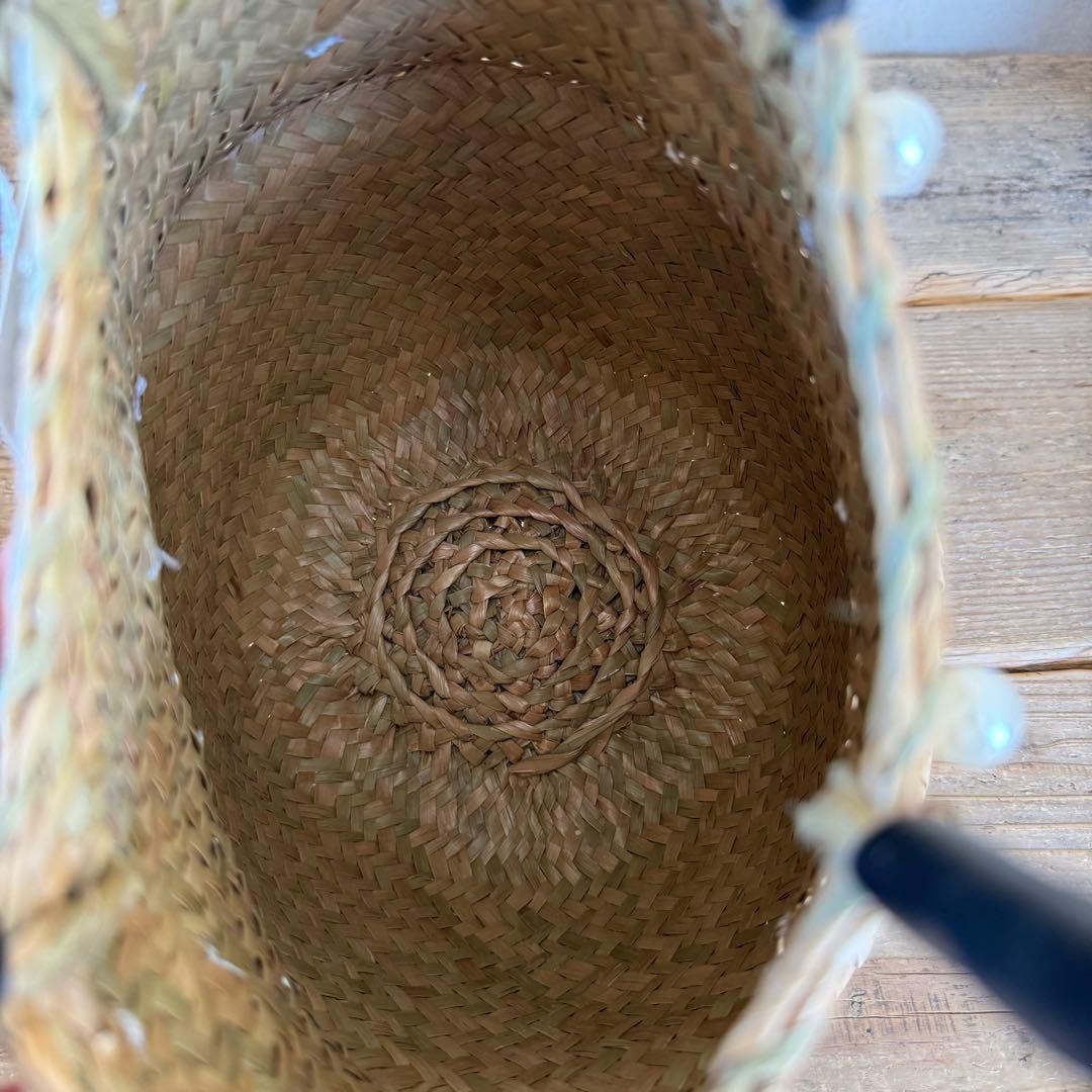 hansry カゴバッグ　pearl-black fringe