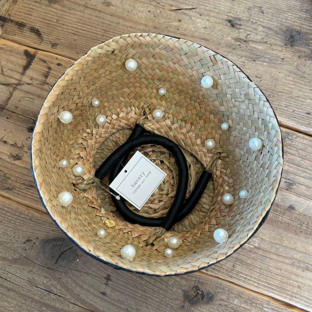 hansry カゴバッグ　pearl-black fringe