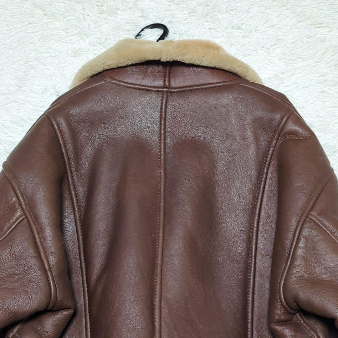 美品✨リアルムートンコート メンズ Lサイズ 羊革 本革 ブラウン ボア