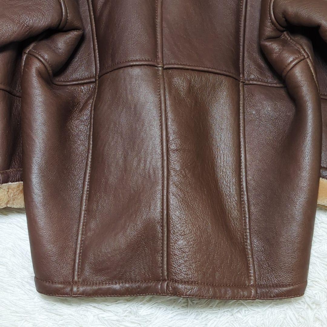 美品✨リアルムートンコート メンズ Lサイズ 羊革 本革 ブラウン ボア