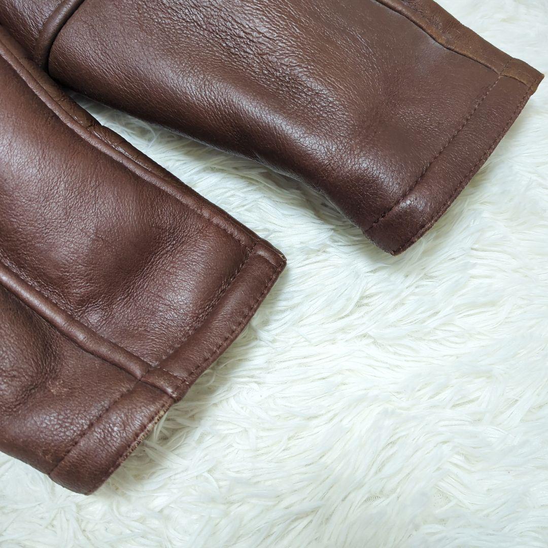 美品✨リアルムートンコート メンズ Lサイズ 羊革 本革 ブラウン ボア