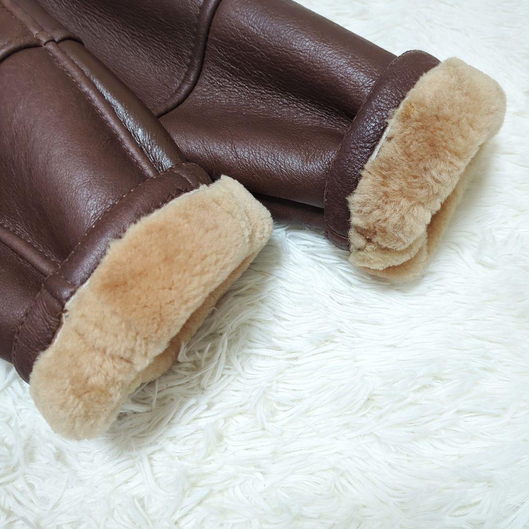 美品✨リアルムートンコート メンズ Lサイズ 羊革 本革 ブラウン ボア
