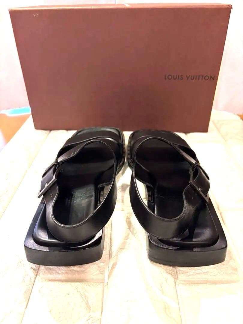 #美品LOUIS VUITTON ブラック レザー ストラップサンダル#26.5