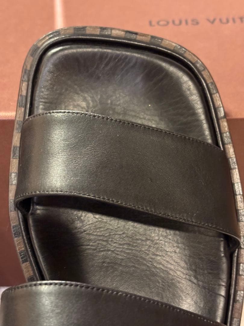#美品LOUIS VUITTON ブラック レザー ストラップサンダル#26.5
