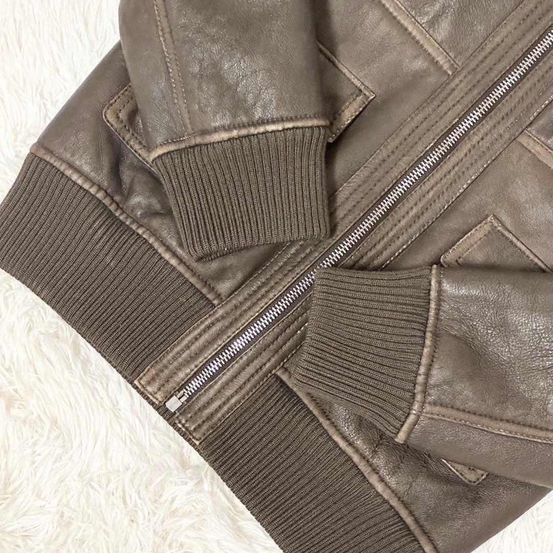 良品✨ GUCCI フライトジャケット ラムレザー ムートン ブラウン サイズ8