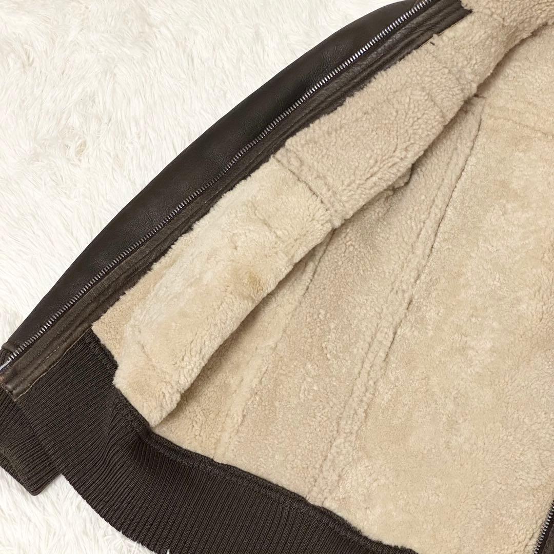 良品✨ GUCCI フライトジャケット ラムレザー ムートン ブラウン サイズ8
