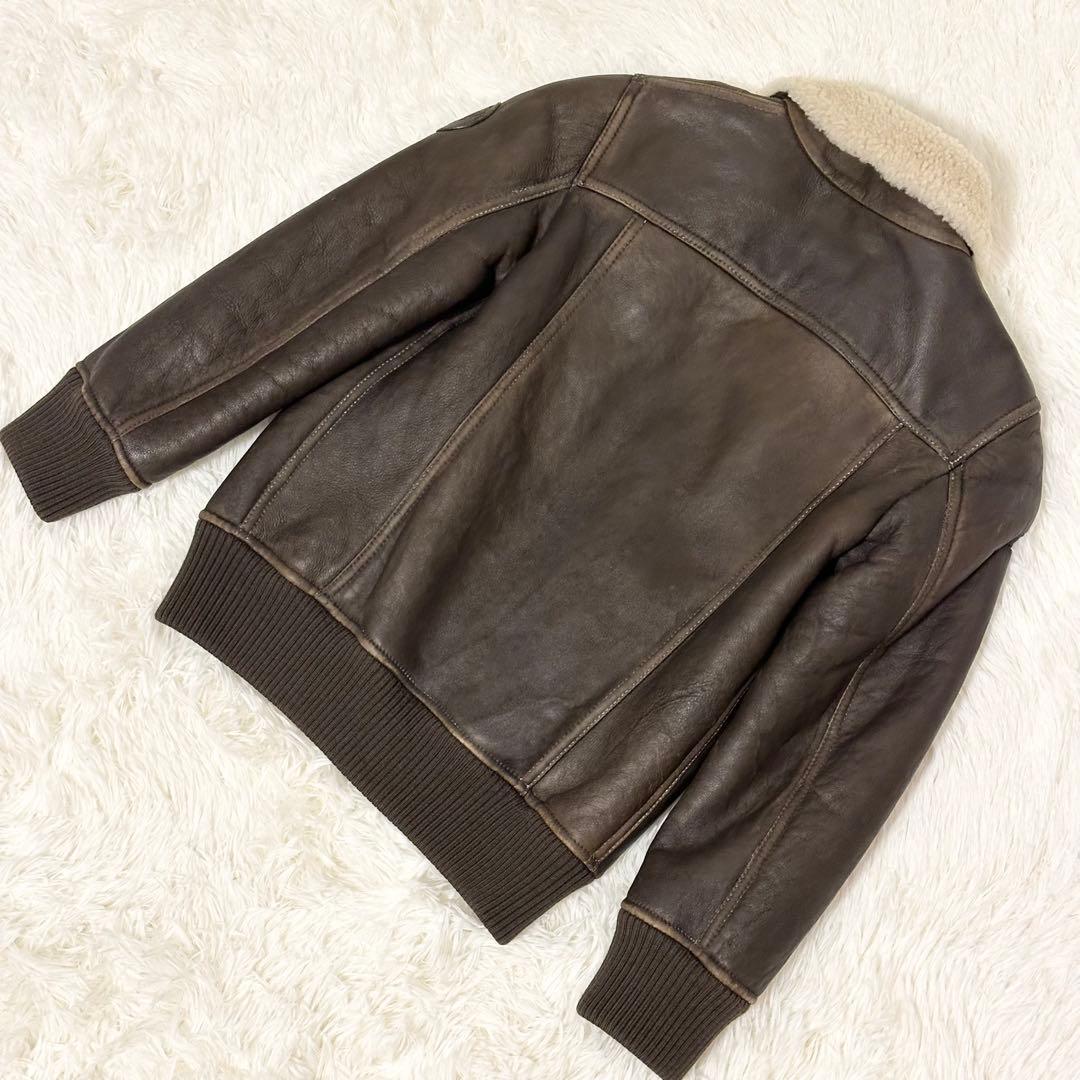 良品✨ GUCCI フライトジャケット ラムレザー ムートン ブラウン サイズ8