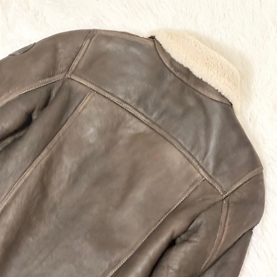 良品✨ GUCCI フライトジャケット ラムレザー ムートン ブラウン サイズ8