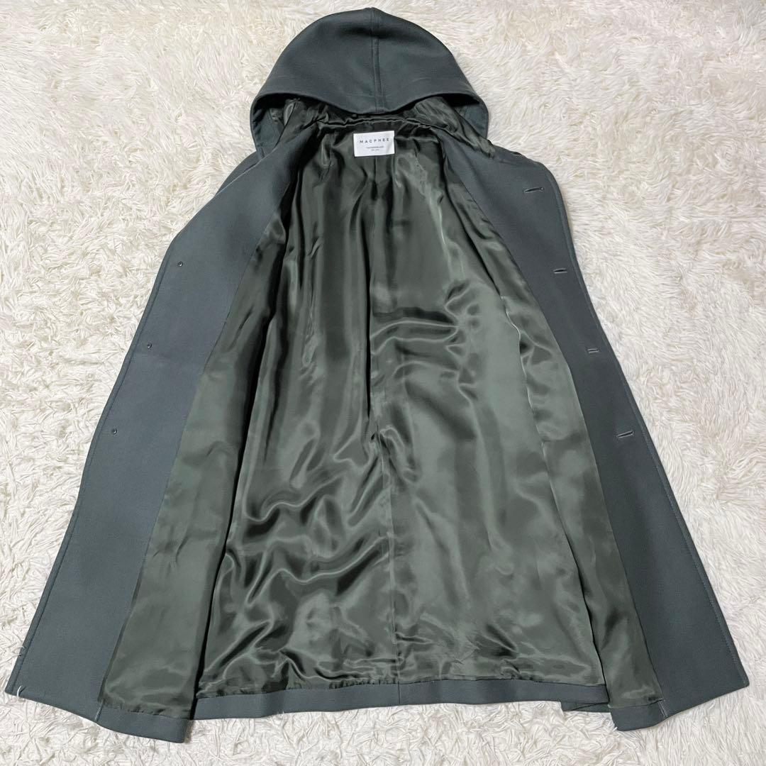 極美品　マカフィー　ライトメルトンフーデッドコート　カーキ