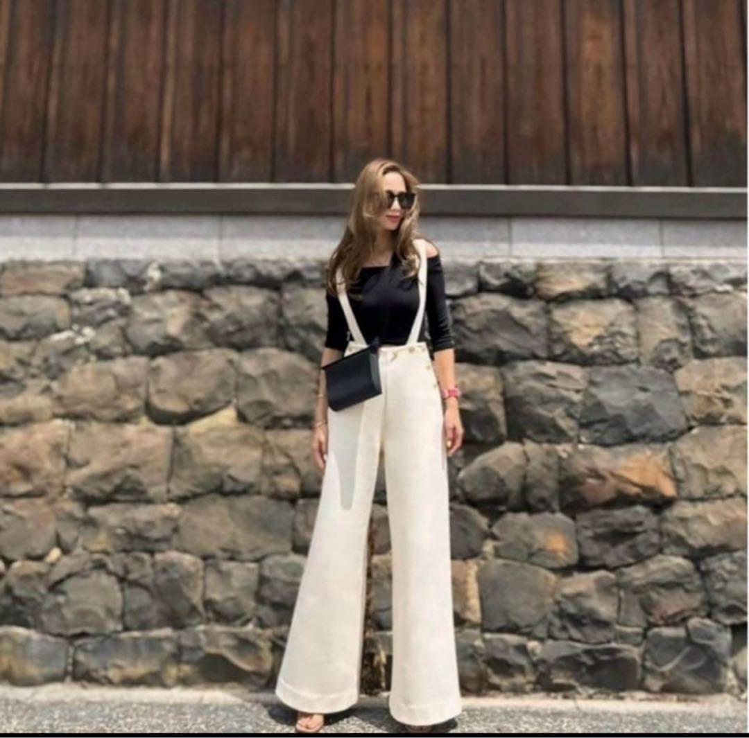【ESMOK】suspender elegant pants パンツ ホワイト