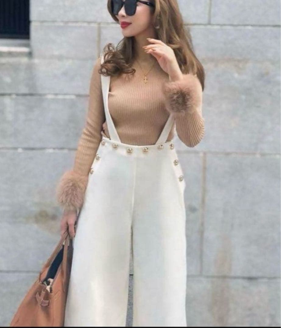 【ESMOK】suspender elegant pants パンツ ホワイト