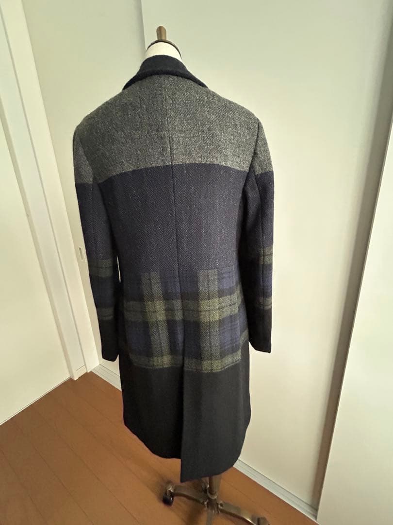パッチワークウールコート