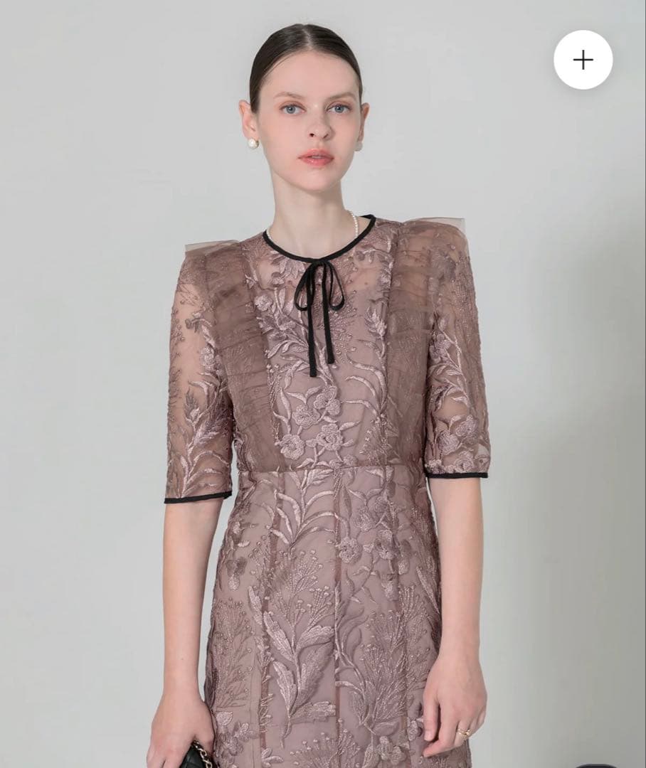 Leja レースパイピングフリルマーメイドワンピースドレス