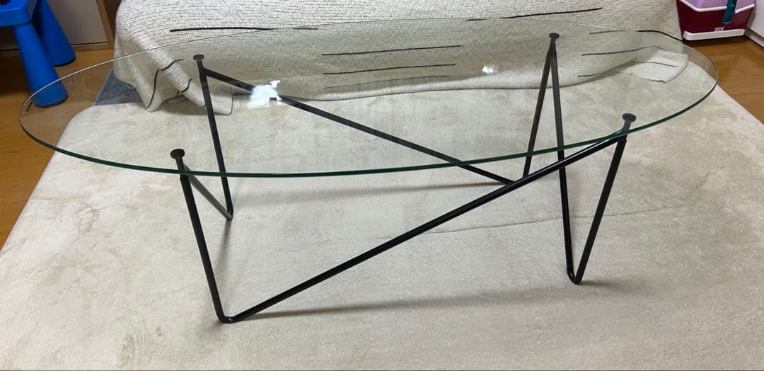 オーバルガラスセンターテーブル