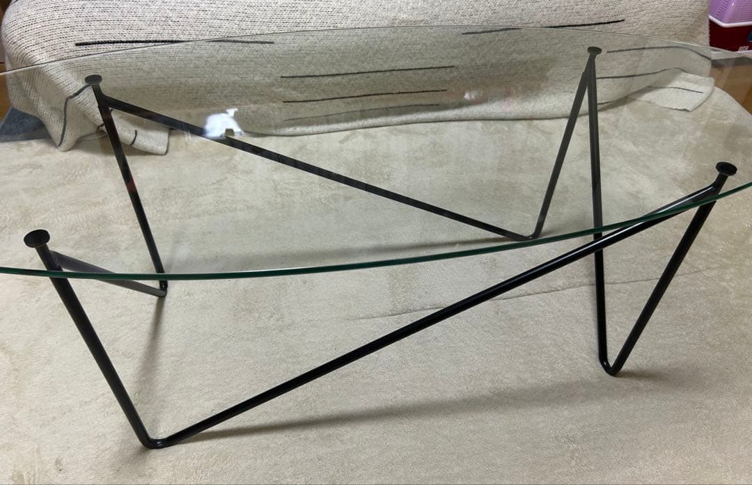 オーバルガラスセンターテーブル