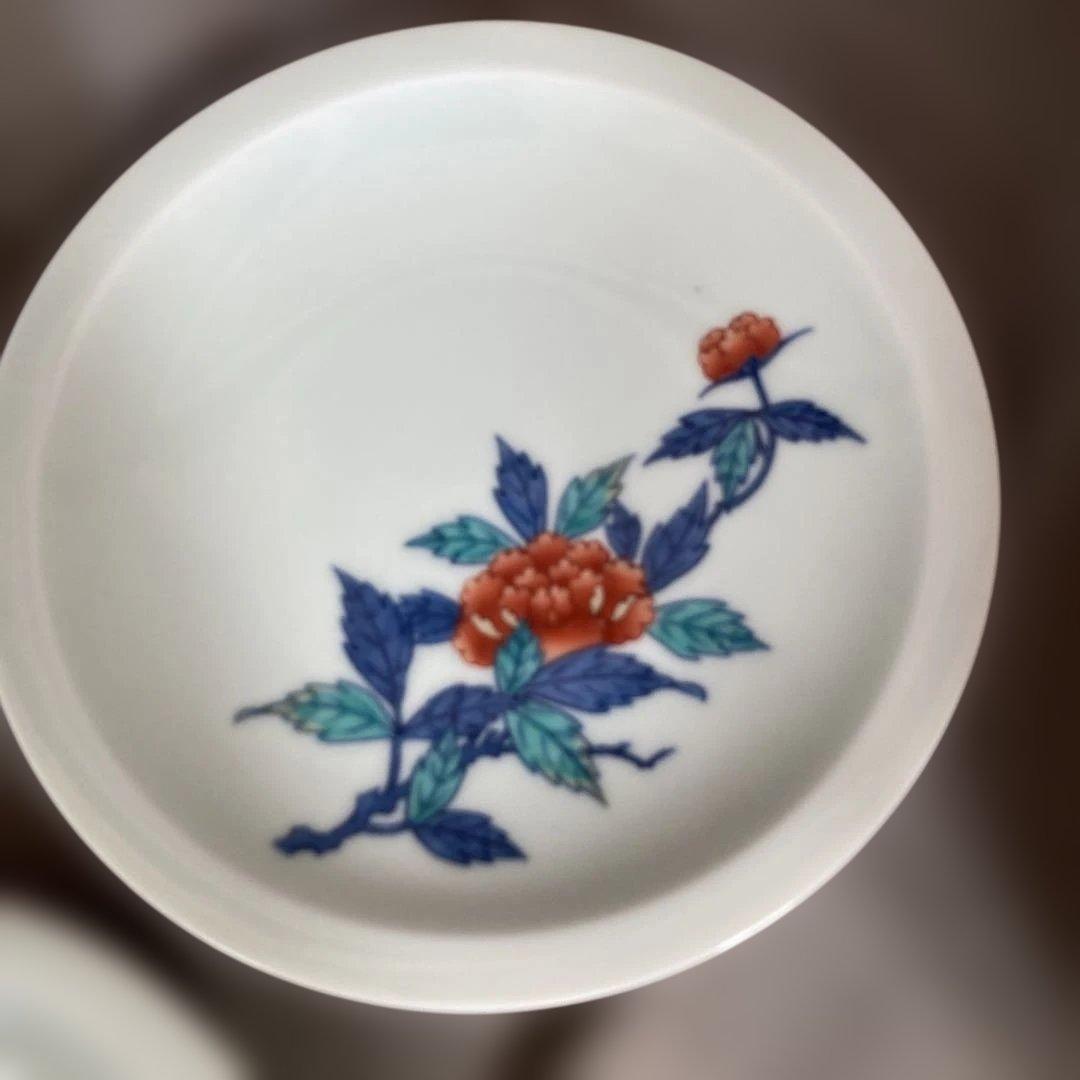 【今右衛門】色鍋島の伝統　人間国宝　十三代今泉今右衛門作　錦絵変り花絵　銘々皿揃