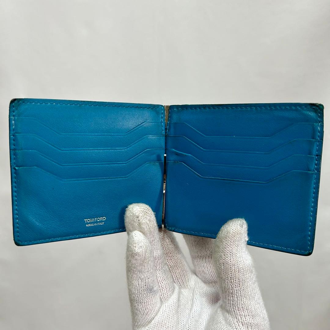 希少　TOM FORD クロコ　型押し　マネークリップ　カードホルダー　グリーン