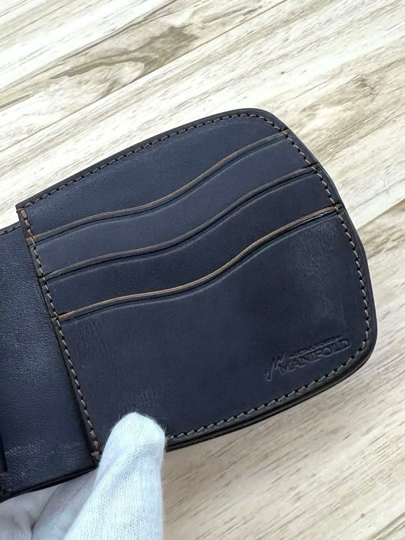 MANIFOLD マニフォールド クロコ型押し 折り財布 レザー