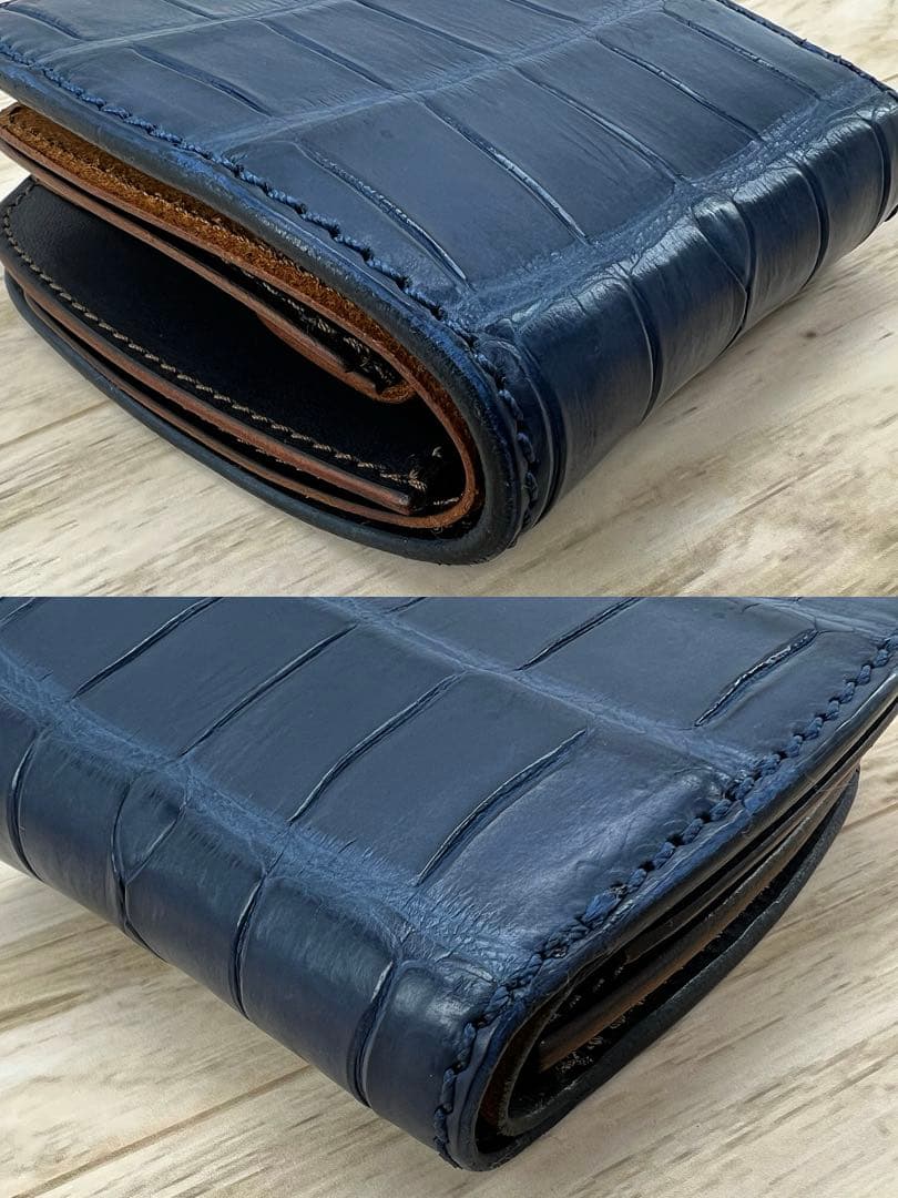 MANIFOLD マニフォールド クロコ型押し 折り財布 レザー