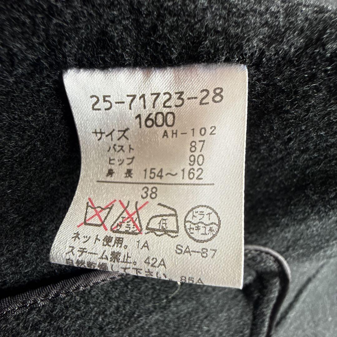 極美品 ハナエモリ カシミヤ100% リバーコート ベルスリーブ 女優襟 黒 M