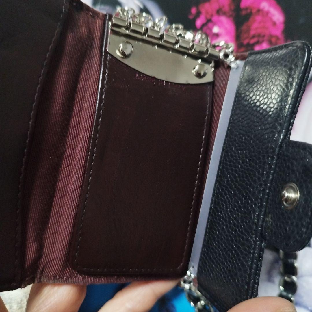 コ*。様 シャネル　キャビアスキン　斜めがけキーケース