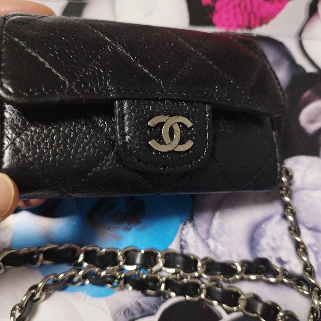 コ*。様 シャネル　キャビアスキン　斜めがけキーケース