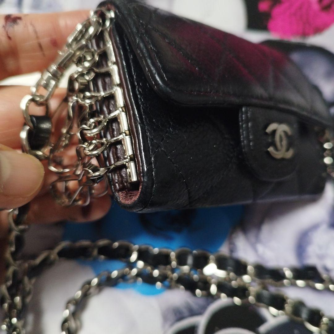 コ*。様 シャネル　キャビアスキン　斜めがけキーケース